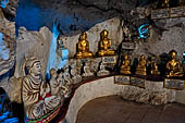 Inle Lake Myanmar. Pindaya, the famous Shwe Oo Min pagoda, a natural cave filled with thousands of gilded Buddha statues.